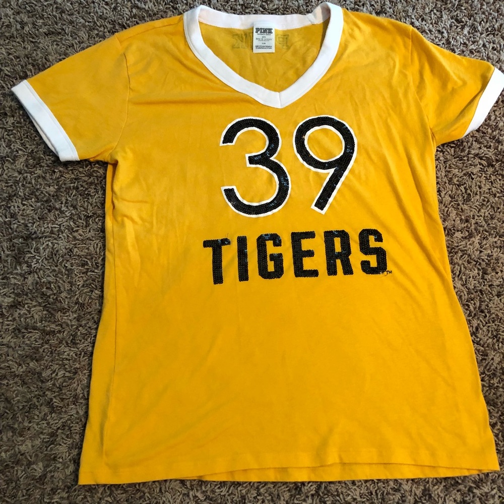 Pink TIGERS Collegiate tee sequins